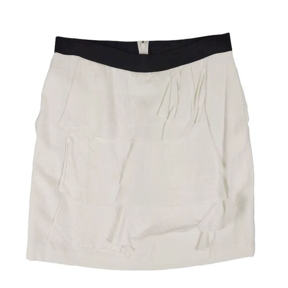 BCBG Maxazria White Ruffle Layered Rayon Mini Skirt, Women's 6 Elastic Waist - Picture 1 of 7